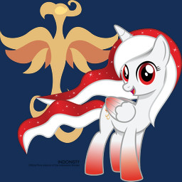 cutie_mark female female_feral feral gradient_body hair horn indonesia looking_at_viewer open_mouth open_smile ponification quadruped red_body red_eyes red_hair smile smiling_at_viewer solo standing text white_body white_hair wings jhayarr23 hasbro my_little_pony mythology indonisty equid equine mammal mythological_creature mythological_equine winged_unicorn 2017 absurd_res english_text hi_res