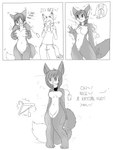 anthro biped bottomwear breasts clothed clothing costume countershade_face countershade_fur countershade_neck countershade_torso countershading dialogue dipstick_tail duo empty_eyes eyes_closed featureless_breasts featureless_crotch female fully_clothed fur fursuit grey_body grey_fur hair horn inanimate_transformation markings muffled_speech navel nude simple_background smile standing suit_transformation tail tail_markings text topwear transformation transformation_sequence white_body white_countershading white_fur zipper mxl nintendo star_fox ayase_(ayasebunny) krystal_(star_fox) canid canine fox mammal 2012 3:4 comic english_text hi_res monochrome