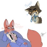 anthro clothing collar duo female leash loose_tie male male/female one_eye_closed shirt simple_background topwear unbuttoned_shirt wink yarart dreamworks the_bad_guys diane_foxington mr._wolf_(the_bad_guys) canid canine canis fox mammal wolf 1:1 2021 digital_drawing_(artwork) digital_media_(artwork) hi_res