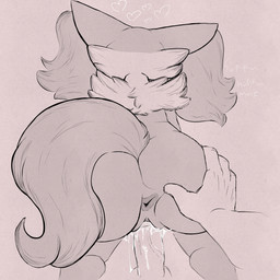 all_fours anthro anthro_penetrated anus arm_tuft big_ears bodily_fluids breath butt butt_grab cum cum_drip cum_inside doggystyle dripping duo female first_person_view fluffy fluffy_tail from_behind_position genital_fluids genitals hand_on_butt heart_symbol high-angle_view human_on_anthro inner_ear_fluff interspecies male male/female panting penetration penis pokephilia sex shoulder_tuft simple_background spread_anus spread_butt spreading tail tuft vein veiny_penis vulva phoxtrot nintendo pokemon canid canine delphox fox generation_6_pokemon human mammal pokemon_(species) 1:1 absurd_res hi_res shaded simple_shading