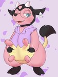 female genitals holding_udders looking_at_viewer open_mouth pussy solo teats udders o-ishi skyelu nintendo pokemon dr._wattle fan_character generation_2_pokemon miltank pokemon_(species)