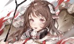 ambiguous_gender blush brown_body brown_fur brown_hair fur group hair horn open_mouth smile staff meng_ziya arknights hypergryph studio_montagne eyjafjalla_(arknights) animal_humanoid bovid bovid_humanoid caprine caprine_humanoid goat goat_humanoid humanoid mammal mammal_humanoid 2020 female_(lore)