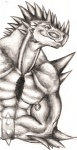 horn male muscular muscular_male piercing solo spikes deeplydisturbd reptile scalie monochrome sketch