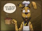 animatronic anthro bow_(feature) bow_tie comic english_text five_nights_at_freddy's five_nights_at_freddy's_3 food lagomorph leporid machine male mammal nobody_(artist) rabbit robot scottgames springtrap_(fnaf) text yellow_eyes