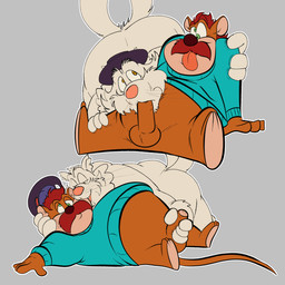 anthro balls butt clothing duo erection facial_hair fur genitals green_eyes handjob lying male male/male mustache oral overweight overweight_male penile penis sex simple_background sitting sweater topwear white_body white_fur joesanchez chip_'n_dale_rescue_rangers disney monterey_jack_(cdrr) domestic_cat felid feline felis mammal 1:1 hi_res