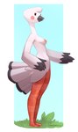 anthro beak breasts female grass nipples non-mammal_breasts non-mammal_nipples nude plant solo cyancapsule animal_crossing nintendo blanche_(animal_crossing) avian bird ostrich ratite