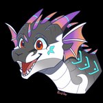 female feral happy horn smile solo parrot_rex mythology roses_in_the_flames snowy_(roses_in_the_flames) dragon mythological_creature mythological_scalie scalie 1:1 alpha_channel hi_res