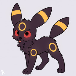 animal_genitalia black_body black_fur blep blush feral fluffy fur genitals looking_at_viewer male quadruped red_eyes sheath side_view smile solo tongue tongue_out deararkind nintendo pokemon canid canine eeveelution generation_2_pokemon mammal pokemon_(species) umbreon 1:1 hi_res
