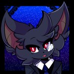 big_ears clothing cute_fangs eyewear fangs femboy male monocle necktie night red_eyes sky_background solo suit teeth tongue tongue_out soulysoul strawberryyagis julius_vercelli bat mammal 2021 hi_res