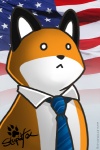 american_flag anthro black_body black_fur black_nose empty_eyes feral front_view fur male necktie nude orange_body orange_fur parody serious_business solo toony united_states_of_america vote white_body white_eyes white_fur emily_chan stupidfox canid canine fox mammal 2010