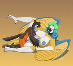 3_toes 5_fingers anthro anthro_on_anthro anthro_penetrated anthro_penetrating anthro_penetrating_anthro areola arm_markings arm_tuft back_wings balls beak big_breasts black_beak black_claws black_eyebrows blue_areola blue_body blue_clitoris blue_feathers blue_nipples blue_pussy blush blush_lines breast_play breast_suck breastfeeding breastfeeding_during_sex breasts brown_body brown_eyes brown_feathers cheek_tuft chest_tuft chin_tuft claws clitoris countershade_face countershade_tail countershade_torso countershade_wings countershading curvy_figure dipstick_tail dipstick_tail_feathers duo elbow_tuft eye_markings eyebrows eyes_closed facial_tuft feathers feet female female_penetrated fingers from_front_position genitals gloves_(marking) gradient_background gradient_hair green_hair hair hand_on_side head_tuft humanoid_genitalia humanoid_penis interspecies knee_tuft larger_female leg_markings leg_tuft logo long_hair looking_at_another looking_at_partner looking_pleasured lying male male/female male_penetrating male_penetrating_female markings neck_markings nipples non-mammal_balls non-mammal_breasts nude on_back orange_balls orange_body orange_feathers orange_pubes penetration penis pink_tongue pubes purple_body purple_feathers pussy raised_leg red_penis saliva_on_nipples scuted_hands scutes sex shadow shoulder_markings shoulder_tuft simple_background size_difference smaller_male socks_(marking) spotted_legs spread_legs spreading striped_feathers sucking tail tail_feathers tail_markings toes tongue tuft vaginal vaginal_penetration vein veiny_penis voluptuous voluptuous_anthro voluptuous_female white_body white_feathers wing_tuft winged_arms wings yellow_background yellow_beak yellow_body yellow_feathers sammfeatblueheart barwa_(breakstep) jay_(sammfeatblueheart) avian bird macaw neotropical_parrot parrot trogon trogonid true_parrot 2024 artist_logo cel_shading digital_media_(artwork) hi_res shaded signature