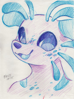 ambiguous_gender antennae_(anatomy) anthro back_tentacles biped blue_body blue_markings blush dipstick_tentacles freckled_chest freckled_face freckles markings purple_body striped_markings stripes tentacles whiskers kurenjiworkshop rain_world videocult yoku_(gyrotech) slugcat absurd_res hi_res portrait