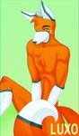 anthro big_tail chest_fur male nude pecs pose solo tail luxoh zoophobia spam_(zoophobia) canid canine canis fox mammal red_wolf wolf absurd_res hi_res