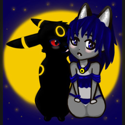 ambiguous_gender blue_eyes blush duo female licking tongue tongue_out unknown_artist nintendo pokemon eeveelution generation_2_pokemon pokemon_(species) umbreon 1:1 absurd_res hi_res source_request