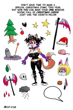 alternative_fashion anthro axe big_breasts black_boots black_bottomwear black_choker black_clothing black_footwear black_hair black_jewelry black_necklace black_pants blonde_hair blood bodily_fluids bone boots bottomwear brain breasts choker christmas_clothing christmas_headwear cleavage clothed clothing cookie ear_piercing explosives eyeshadow female food footwear fur goth grave grenade hair hat head_wings headgear headwear holidays industrial_piercing industrial_piercing_ladder jewelry knife makeup melee_weapon midriff multicolored_hair necklace orange_body orange_fur organs pants piercing pink_body pink_fur plant polearm purple_body purple_eyeshadow purple_fur purple_hair red_eyes santa_hat scythe shoes simple_background skull solo star_(shape) tail template text tombstone tree two_tone_hair unusual_wing_placement weapon white_background wings boker christmas laura_derose mary_(boker) bat-eared_fox canid canine fox lagomorph leporid mammal rabbit english_text