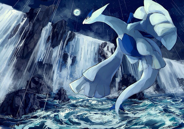 ambiguous_gender cloud detailed_background flying full_moon moon night rock sky solo star starry_sky tail water waterfall wings pippi913 nintendo pokemon generation_2_pokemon legendary_pokemon lugia pokemon_(species) 2015 digital_media_(artwork) digital_painting_(artwork) painting_(artwork)