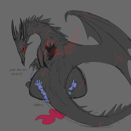 armor butt claws clothed clothing dark_body dark_scales duo female feral horn male male/female missing_wing scales simple_background sitting sitting_on_another size_difference spikes spikes_(anatomy) tail text thick_thighs wings dhalek mythology cobalt_(dhalek) the_black_wraith_(dhalek) animate_inanimate dragon humanoid living_armor mythological_creature mythological_scalie scalie 1:1 absurd_res digital_media_(artwork) english_text hi_res