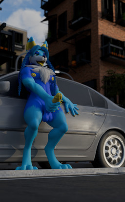 anthro balls biped digitigrade erection exhibitionism fingers fur genitals hair humanoid_genitalia looking_at_genitalia looking_at_penis male masturbation nipples nude open_mouth paws penile penis public public_erection public_masturbation public_nudity sex smile solo standing tail tongue tongue_out vehicle guispe_opockjha nickeon solzin guispe_(guispe_opockjha) canid canine canis mammal wolf 2026 3d_(artwork) digital_media_(artwork) hi_res shaded signature
