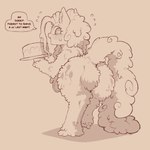 blush bodily_fluids butt cake dessert dialogue female feral food fur hair heart_symbol long_hair open_mouth simple_background solo speech_bubble sweat sweatdrop tail talking_feral teeth text cold-blooded-twilight friendship_is_magic hasbro my_little_pony pinkie_pie_(mlp) earth_pony equid equine horse mammal pony 1:1 2025 english_text greyscale hi_res monochrome