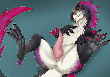 animal_genitalia anus erection feral genitals looking_at_viewer male penis pose semi-anthro simple_background solo tail tapering_penis tongue katscarlettkat capcom monster_hunter memy bird_wyvern seikret absurd_res hi_res