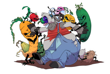 anthro belly big_belly big_hands bloated cheek_bulge clothed clothing clothing_lift creepy_face creepy_grin creepy_smile cursed_food cursed_object ear_pull eating expansion facial_hair farm farmer fingers food force_feeding forced fur fuzzy glowing glowing_eyes goatee hair hooved_fingers hooved_plantigrade hooved_toes hooves horizontal_pupils horn long_ears long_hair male manhandling multicolored_body neck_bulge object_vore open_mouth outgrowing_clothes overalls overweight pear-shaped_figure plant plantigrade pulling_hair pupils restrained rippage shirt simple_background size_difference smile solo tail tiny_hands topwear torn_clothing touching_hair unwilling_pred vegetable vore wide_hips willing_prey nickwolf rakeesh bovid caprine goat mammal digital_media_(artwork) hi_res