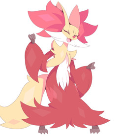 ambiguous_gender anthro dancing eyes_closed fangs fur inner_ear_fluff multicolored_body open_mouth orange_body orange_fur red_body red_fur simple_background solo tail teeth tongue tuft white_body white_fur yellow_body yellow_fur rullu_1507 nintendo pokemon canid canine delphox generation_6_pokemon mammal pokemon_(species) 2025 hi_res