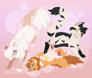 accessory amber_eyes big_tail black_body black_fur blue_eyes bodily_fluids dominant dominant_feral dominant_male enjoying erection feral flower flower_in_fur flower_in_hair fluffy fluffy_tail fur genital_fluids genitals green_eyes grin group hair hair_accessory hiked_leg leaking_precum light_body light_fur lying male male/male male_peed_on male_peeing on_back orange_body orange_fur paws pee_on_face peeing peeing_on_another peeing_on_chest peeing_on_face penis plant precum raised_leg smile smirk striped_body striped_fur stripes submissive submissive_feral submissive_male tail tan_body tan_fur trio urine urine_on_chest urine_on_face urine_stream watersports white_body white_fur 11oaksfall11 warriors_(book_series) brighteye_(brighteyefeline) fan_character honeywhisker_(jollysjambles) shadowleap_(character) domestic_cat felid feline felis mammal hi_res