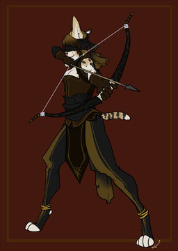 anklet anthro archery arrow_(weapon) blind blindfold border bottomwear bow_(weapon) clothing disability feet female footwear gloves hair handwear holding_object holding_weapon humanoid_pointy_ears inner_ear_fluff jewelry legwear loincloth pants pointy_ears ranged_weapon red_background red_border simple_background socks solo toeless_(marking) toeless_footwear toeless_socks tuft weapon narcotic_sprinkles felid feline mammal serval hi_res