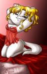 anthro blonde_hair breasts cleavage clothed clothing female fur hair lingerie nightgown skimpy solo underwear white_body white_fur candy_palmer domestic_cat felid feline felis mammal