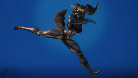 abs anthro black_body black_hair broken_horn female hair horn kick long_hair long_tail muscular muscular_anthro muscular_female solo tail wear ludexus kivana_gundyr_(ludexus) canid canine canis mammal wolf 16:9 3d_(artwork) 4k absurd_res digital_media_(artwork) hi_res source_filmmaker_(artwork) widescreen