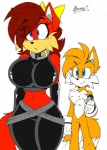 accessory anthro big_breasts blonde_hair blue_eyes bow_(feature) bow_accessory bow_ribbon breasts centered_hair_bow collar duo female hair hair_accessory hair_bow hair_ribbon red_hair ribbons short_hair submissive tech_control zhengfox archie_comics sega sonic_the_hedgehog_(archie) sonic_the_hedgehog_(comics) sonic_the_hedgehog_(series) fiona_fox miles_prower canid canine fox mammal