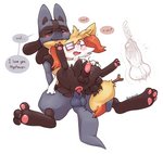 3_fingers 3_toes ahegao anal anal_knotting anal_penetration animal_genitalia animal_penis anthro anthro_on_anthro anthro_penetrated anthro_penetrating anthro_penetrating_anthro anus arm_support backward_arm_support balls black_balls black_body black_fur blush bodily_fluids butt butt_grab canine_genitalia canine_penis chair_position color_coded color_coded_speech_bubble cum cum_in_ass cum_inside curling_toes dialogue digitigrade duo ear_nibble ear_nom ear_play ejaculation erection extended_arm extended_legs eyes_closed eyewear feet fingers from_behind_position fur genital_fluids genitals glasses glasses_askew half-erect hand_on_another's_butt hand_on_butt hand_on_knee hand_on_leg hand_on_own_knee hand_on_own_leg hand_on_thigh holding_knee holding_leg i_love_you internal interspecies knot knot_in_sheath knot_root knotting larger_male leg_grab legs_up linked_speech_bubble lipsticking looking_pleasured male male/male male_penetrated male_penetrating male_penetrating_male moan motion_lines name_drop name_in_dialogue nibbling nom one_eye_closed open_mouth orgasm pawpads penetration penis pink_eyewear pink_glasses pink_pawpads precum raised_shoulders reclining romantic romantic_couple sex sheath simple_background size_difference smaller_male smaller_penetrated soles speech_bubble spread_legs spreading sweat sweatdrop text thigh_grab thrusting toes vowelless vowelless_vocalization white_background shugowah nintendo pokemon nycteus braixen canid canine generation_4_pokemon generation_6_pokemon lucario mammal pokemon_(species) 2020 absurd_res english_text hi_res