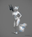 anthro blue_flesh bone breasts female fur grey_background markings multi_nipple nipples nude simple_background skull smile solo white_body white_fur saterina etis canid canine fox mammal 2020 absurd_res hi_res