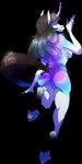 anthro blue_hooves breasts butt female fur hair hooves horn leg_tuft long_hair looking_at_viewer looking_back multicolored_body nude side_boob smile solo sparkles sparkling_horn tuft darling_(artist) mythology equid equine mammal mythological_creature mythological_equine unicorn alpha_channel signature