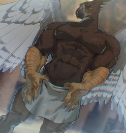 abs anthro areola beak biped claws feathers fingers looking_at_viewer male navel nipples nude nude_anthro nude_male scutes solo wings momobeda avian bird 2026 digital_drawing_(artwork) digital_media_(artwork)