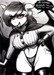 anthro breasts clothing dialogue fangs female genitals gloves handwear looking_at_viewer membrane_(anatomy) membranous_wings nipple_outline pussy red_eyes solo teeth text thong underwear wings replica_(artist) hasbro my_little_pony replica_(oc) bat_pony equid mammal vampire absurd_res english_text hi_res monochrome restricted_palette