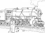 boots clothing engineer_cap female footwear hair hat headgear headwear locomotive locomotive_fireman overalls rivets shoes short_hair shovel slightly_chubby smoke solo steam_locomotive tools train vehicle panzerschreckleopard charlotte_keller domestic_cat felid feline felis maine_coon mammal 2014 black_and_white hi_res line_art monochrome