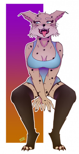 3_toes 5_fingers anthro big_breasts black_body black_claws black_fur black_nose black_spots blue_clothing blue_dress blue_eyes breasts cheek_tuft claws cleavage clothed clothed_anthro clothed_female clothing collarbone dress eyebrows eyelashes facial_tuft fangs feet female female_anthro fingers fluffy_ears freckled_face freckles fur grey_body grey_fur lidded_eyes markings multicolored_body multicolored_fur open_mouth open_smile outline pink_tongue pose pupils simple_background sitting slit_pupils smile solo spots spotted_body spotted_fur tan_body tan_eyebrows tan_fur teeth toe_claws toes tongue tongue_out tuft whiskers white_outline monstergirlreality lynx_(monstergirlreality) felid feline lynx mammal 2022 colored digital_drawing_(artwork) digital_media_(artwork) english_description hi_res shaded signature