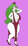 anthro big_breasts big_butt breasts butt clothing dress elemental_creature elemental_humanoid eyeshadow female flora_fauna generation_7_pokemon hi_res humanoid irina_(thebunallies) makeup nintendo plant plant_humanoid pokemon pokemon_(species) red_clothing red_dress saimy69 smug smug_face solo thick_thighs tsareena