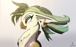 anthro beak ear_piercing ear_ring eyebrows eyelashes feathers female green_body green_feathers green_hair hair half-closed_eyes head_tuft long_ears markings mole_(marking) narrowed_eyes piercing ring_piercing side_view solo tuft zidanemina friendship_is_magic hasbro my_little_pony my_little_pony:_the_movie_(2017) captain_celaeno_(mlp) avian bird parrot 16:10 hi_res signature widescreen