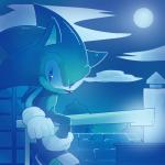 anthro black_nose clothing cloud footwear gloves handwear male moon night outside solo baitong9194 sega sonic_the_hedgehog_(series) sonic_the_hedgehog eulipotyphlan hedgehog mammal 1:1