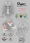 anthro big_hands blue_eyes container cup female hairless solo yellow_sclera red_clover_(artist) clover_(red_clover) domestic_cat felid feline felis hairless_cat mammal sphynx_(cat) flat_colors hi_res model_sheet