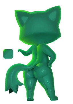 ambiguous_gender anthro big_head black_body butt chibi glistening glistening_butt glistening_legs hand_on_leg hand_on_own_leg hand_on_own_thigh hand_on_thigh nude plantigrade pose rear_view simple_background solo standing diacordst canid canine fox mammal 2020 absurd_res hi_res