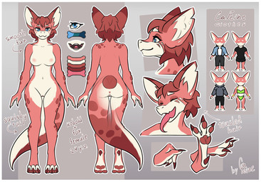 3_toes 4_fingers anthro anus barely_visible_areola big_tail blue_eyes border breasts butt character_signature claws clothing color_swatch contextual_arrow digitigrade eyelashes feet female fingers fluffy fluffy_tail fox_ears front_view fur genitals hair humanoid_hands long_tail long_tongue looking_aside looking_at_viewer markings multicolored_body multicolored_fur multicolored_hair multicolored_tail multiple_angles multiple_poses nipples non-mammal_breasts non-mammal_nipples nude nude_anthro nude_female number open_mouth outline pawpads paws pink_body pink_pawpads pink_tail pink_tongue pose rear_view scales simple_background smile solo spots spotted_body spotted_fur spotted_markings spotted_scales spotted_tail standing tail tail_dimple tail_markings tapering_tongue teeth text thick_tail thigh_gap toe_claws toes tongue tongue_out two_tone_body vulva wavy_tail white_body white_border white_fur white_outline white_tail white_toes wide_hips cafeine cafeine_(cafeine) canid canine fox hybrid kobold mammal scalie absurd_res artist_name bust_portrait character_name english_text full-length_portrait hi_res model_sheet portrait species_name