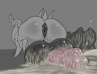 animal_genitalia animal_penis anus balls balls_on_ground big_anus big_balls big_butt big_penis blush bodily_fluids breeding_mount butt cum equine_genitalia equine_penis erection excessive_cum excessive_genital_fluids feral genital_fluids genitals huge_anus huge_balls huge_butt huge_penis hyper hyper_anus hyper_balls hyper_butt hyper_genitalia hyper_penis male nude penis puffy_anus quadruped rear_view saggy_balls simple_background solo thick_thighs wide_hips luccatoasty nintendo pokemon deci_(ak3no) generation_5_pokemon pokemon_(species) scolipede 2023 digital_media_(artwork) hi_res