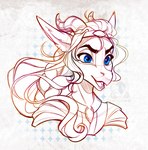 anthro blue_eyes clothed clothing eyebrows eyelashes female hair horn open_mouth smile solo tongue pacevanrign mythology shin_(wanderingpariah) dragon mythological_creature mythological_scalie scalie 2022 digital_media_(artwork)