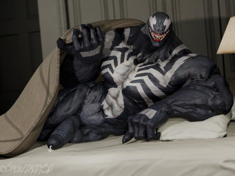abs balls biceps black_body black_skin bodily_fluids cum genital_fluids genitals leaking_cum male muscular muscular_humanoid muscular_male pecs penis sharp_teeth solo teeth smokedaddy sumsmutcreator_(modeler) marvel venom_(marvel) alien humanoid symbiote hi_res