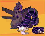 ambiguous_gender anthro anus balls cutaway duo genitals machine raised_tail rear_view size_difference tail tail_anus thick_tail guncht mythology domestic_cat dragon felid feline felis mammal mythological_creature mythological_scalie robot scalie