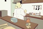 anthro clothed clothing eyewear glasses kitchen kitchen_utensils male overweight overweight_anthro overweight_male shirt smoking solo tools topwear ha11nu lifewonders tokyo_afterschool_summoners leib_(tas) bear mammal polar_bear ursine 2020 hi_res