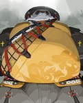 anthro asian_clothing asian_conical_hat belly bulge chinese_clothing clothing east_asian_clothing eyes_closed eyewear fur glasses hat headgear headwear low-angle_view male moobs multicolored_body multicolored_fur overweight smile solo moo2bear mihoyo zenless_zone_zero pan_yin_hu bear giant_panda mammal 2025 hi_res